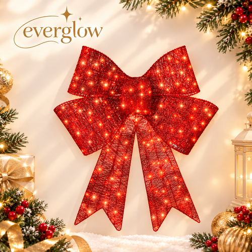 Lighted Christmas Bow Wreath