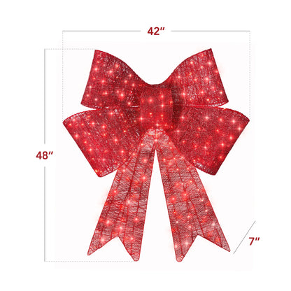 Lighted Christmas Bow Wreath