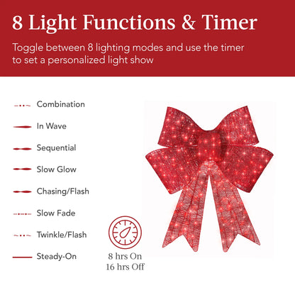 Lighted Christmas Bow Wreath
